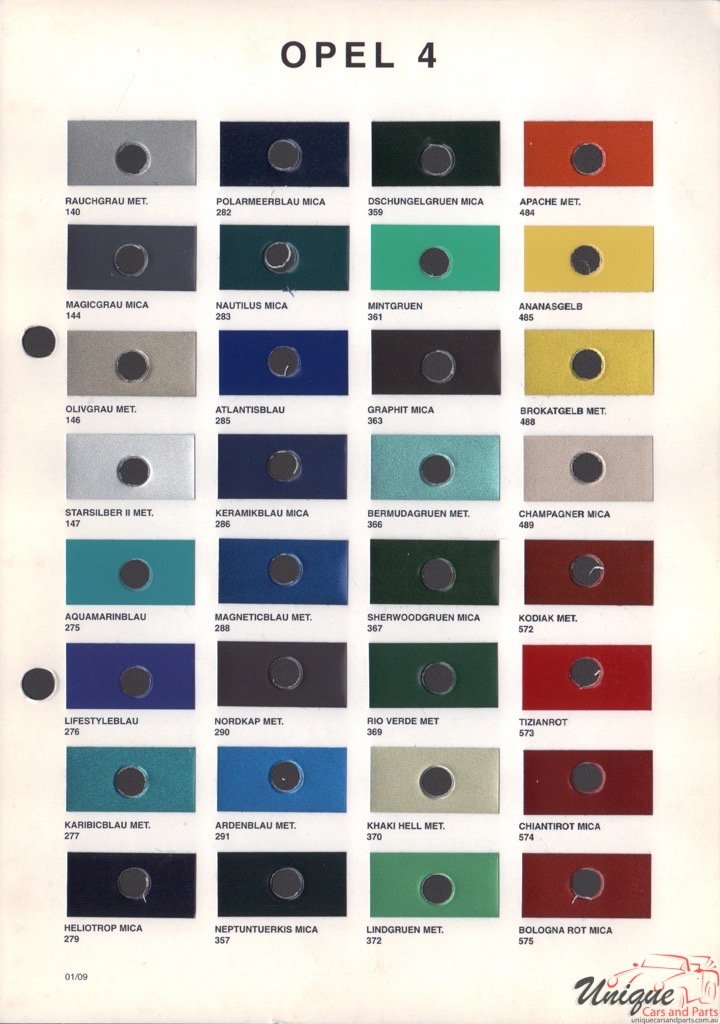 1995-2002 Opel Paint Charts Octoral 4